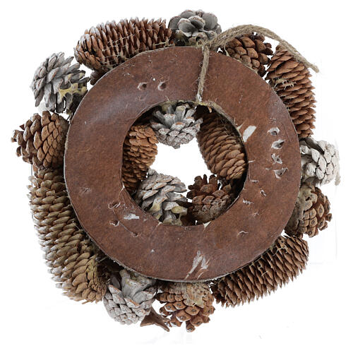 Christmas wreath with pine cones, white and glitter 3