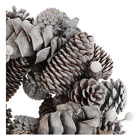 Couronne Noël pommes de pin blanches et glitter s2