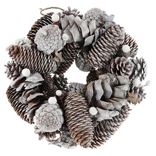 Pinecone wreath, white pine cones and glitter 1