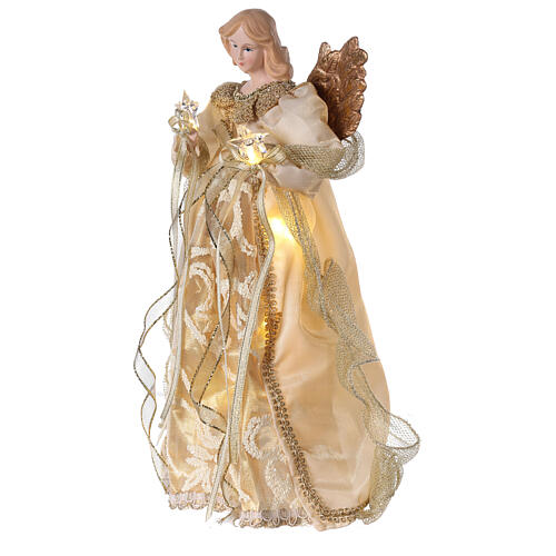 Engel mit goldenem Kleid und LEDs, 30 3