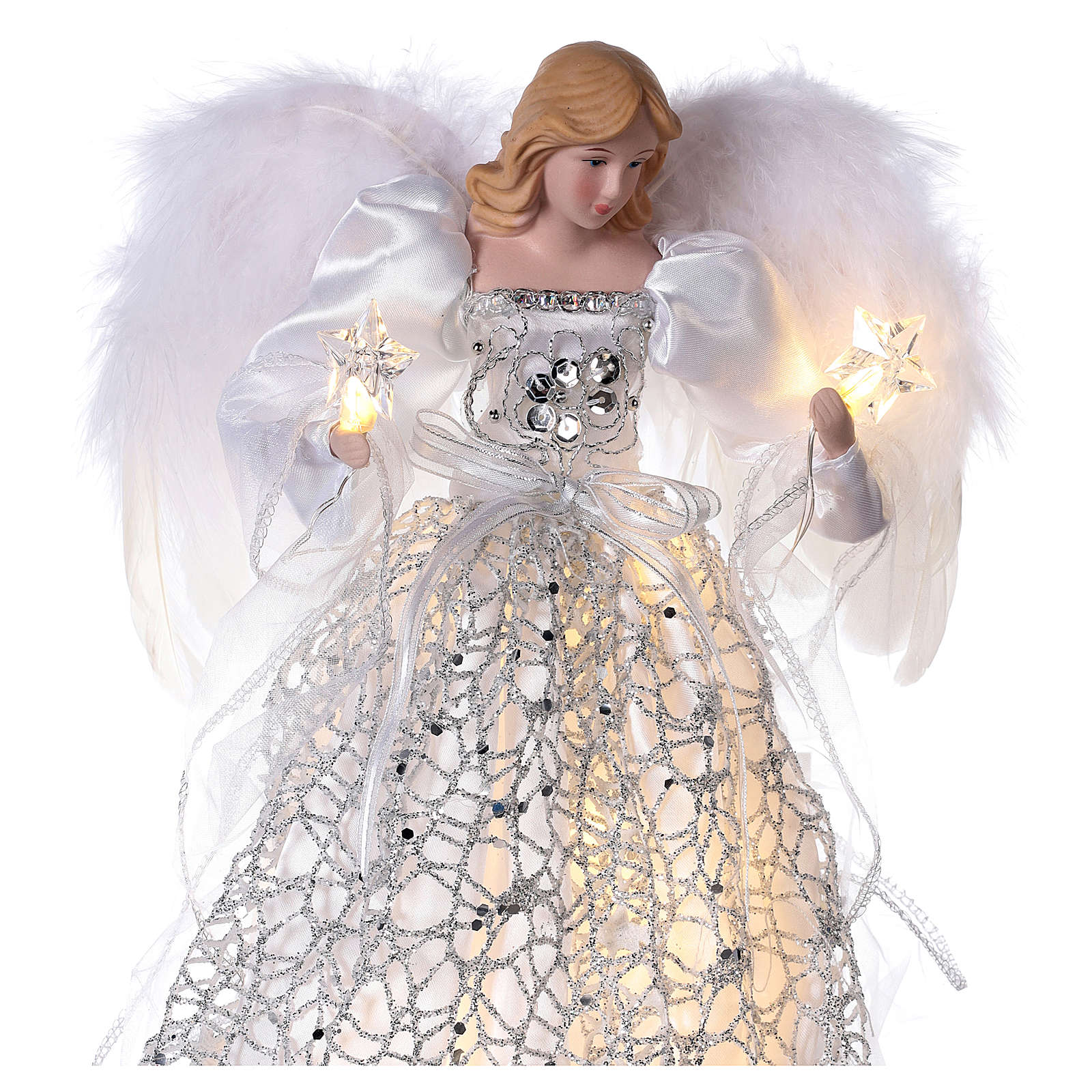 Christmas Tree topper, silver Angel with LED lights 30 cm online