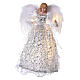 Angel Christmas Tree topper silver embroidered with LED lights 12 in s1