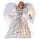 Angel Christmas Tree topper silver embroidered with LED lights 12 in s2