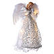 Angel Christmas Tree topper silver embroidered with LED lights 12 in s4