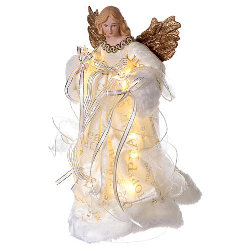 Christmas Tree topper, Angel with golden wings and LED lights 30 cm 3