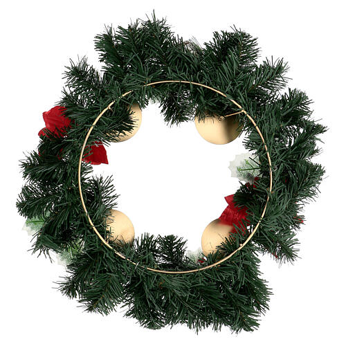 Adventskranz mit Weihnachtssternen, Beeren, Tannenzapfen und Dornen, Durchmesser von 40 cm 4