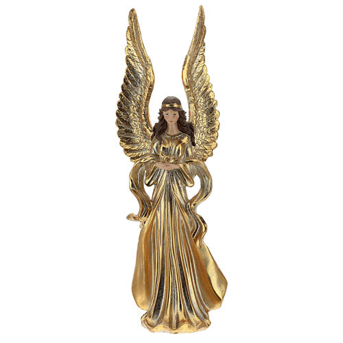 Anjo de Natal com asas longas decoração dourada 32 cm 1