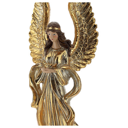 Anjo de Natal com asas longas decoração dourada 32 cm 2