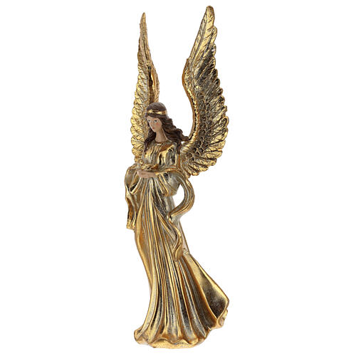 Anjo de Natal com asas longas decoração dourada 32 cm 3
