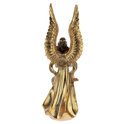 Anjo de Natal com asas longas decoração dourada 32 cm 5