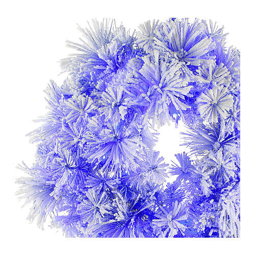 STOCK Blauer schneebedeckter Kiefer-Weihnachtskranz mit 50 LED-Leuchten, Durchmesser von 80 cm 2