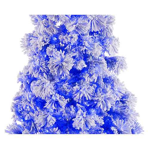 STOCK Árvore de Natal de parede azul nevado modelo Virginia Blue 230 cm diâmetro 125 cm com 30 lâmpadas LED e 8 jogos de luzes, para Interior 2