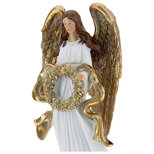 Christmas angel statue 35 cm with wreath 2