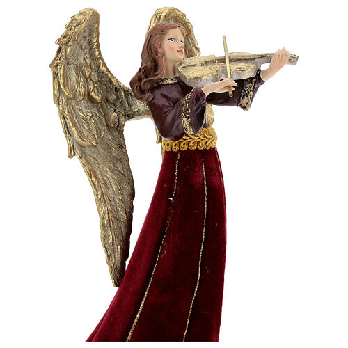 Anjo de Natal com violino resina 33 cm 2