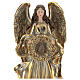 Golden Christmas angel statue 35 cm with wreath s2