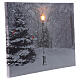 Snowy landscape black white, fiber optic lighted Christmas wall canvas, 30x40 cm s2