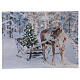 Quadro de Natal rena e árvore decorado fibra ótica 30x40 cm s1