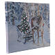 Quadro de Natal rena e árvore decorado fibra ótica 30x40 cm s2