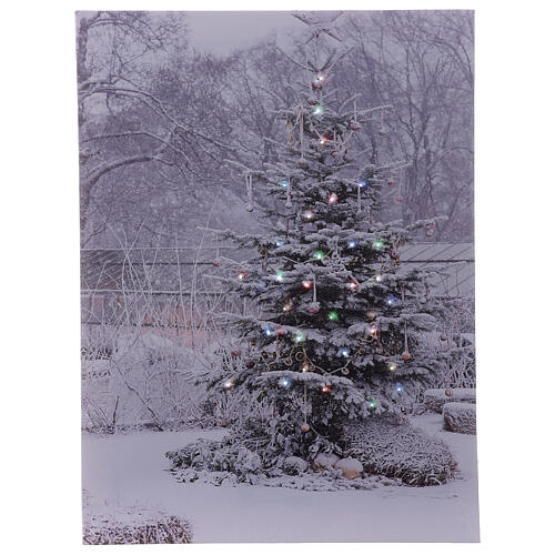 Cuadro árbol Navidad decorado fibra óptica luminosa 30x40 cm 1