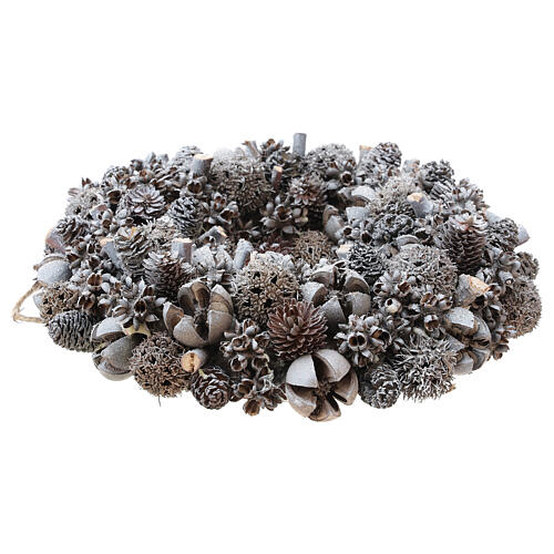 Guirnalda navideña corona adviento purpurina plata 25 cm 4