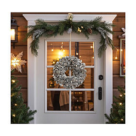 Couronne Noël Avent paillettes argent 25 cm