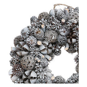 Ghirlanda natalizia corona avvento glitter argento 25 cm