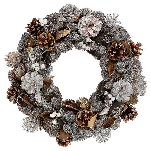 Advent wreath gold and white 33 cm diam 1