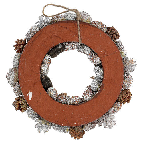 Guirnalda navideña corona adviento oro y blanca 35 cm 5