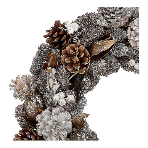 Couronne Noël Avent or et blanc 35 cm 3