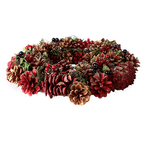 Christmas wreath with red pine cones 35 cm 3