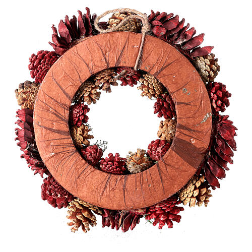 Christmas wreath with red pine cones 35 cm 4