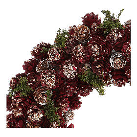 Grinalda de Natal - Coroa do Advento pinhas com glitter dourado 30 cm