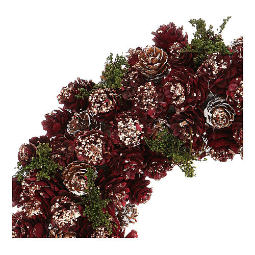 Grinalda de Natal - Coroa do Advento pinhas com glitter dourado 30 cm 2