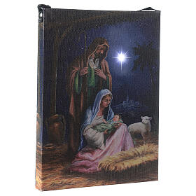 Kleines Bild der Heiligen Familie mit LED-Leuchte und Komet, 20 x 15 cm