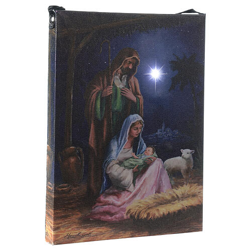 Kleines Bild der Heiligen Familie mit LED-Leuchte und Komet, 20 x 15 cm 2