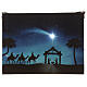 Christmas canvas Holy Family with Wise Kings and LED comet 15x20 cm s1