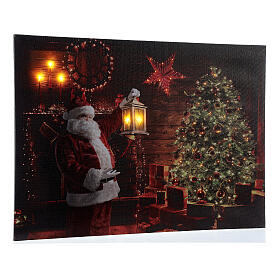 Christmas LED canvas Santa Claus with lantern 30x40 cm