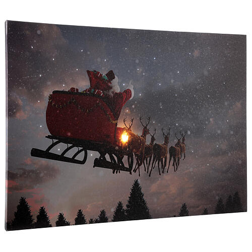 Christmas LED canvas Santa Claus on his sleigh 30x40 cm 2