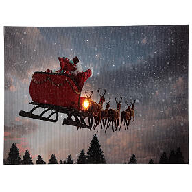 Santa Claus on sleigh canvas LED 40x30 cm
