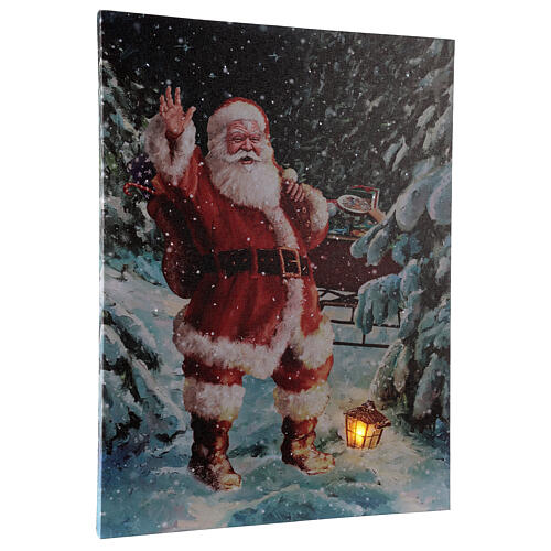 Quadro led Babbo Natale nel bosco 40x30 cm 2