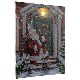 Quadro LED Pai Natal à porta de casa 40x30 cm