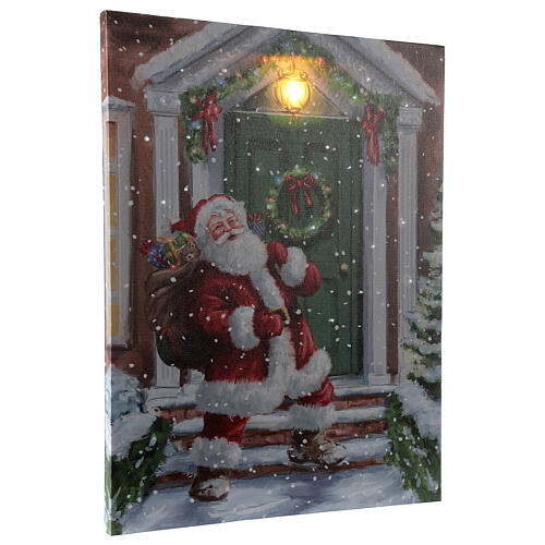 Quadro LED Pai Natal à porta de casa 40x30 cm 2