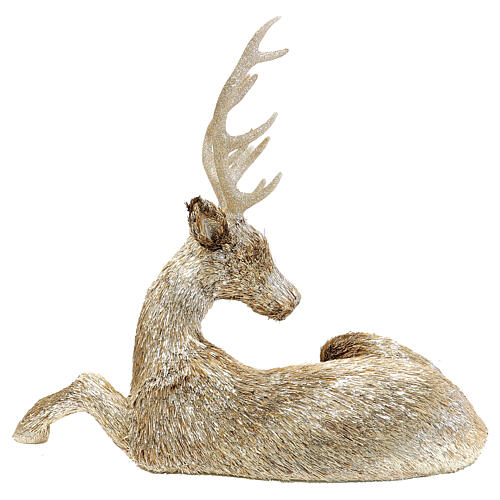 Christmas reindeer sitting gold glitter h 80 cm 5