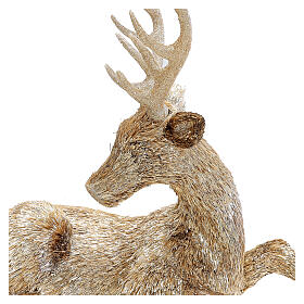 Reindeer statue lying Christmas decoration gold glitter h 80 cm