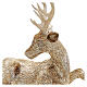 Reindeer statue lying Christmas decoration gold glitter h 80 cm s2
