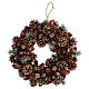 Advent wreath with pine cones and green leaves 30 cm s1