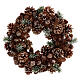 Couronne Avent feuilles vertes pommes de pin paillettes 30 cm s1