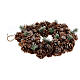Couronne Avent feuilles vertes pommes de pin paillettes 30 cm s4