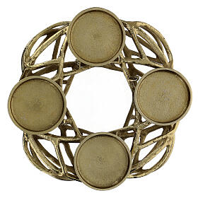 Golden metal Advent wreath with candle plates