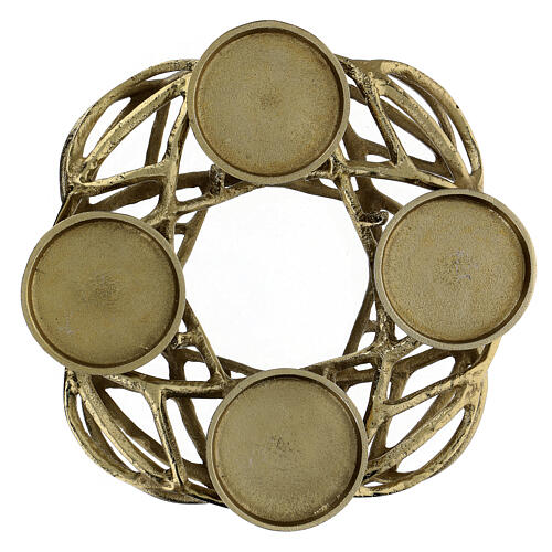 Golden metal Advent wreath with candle plates 1